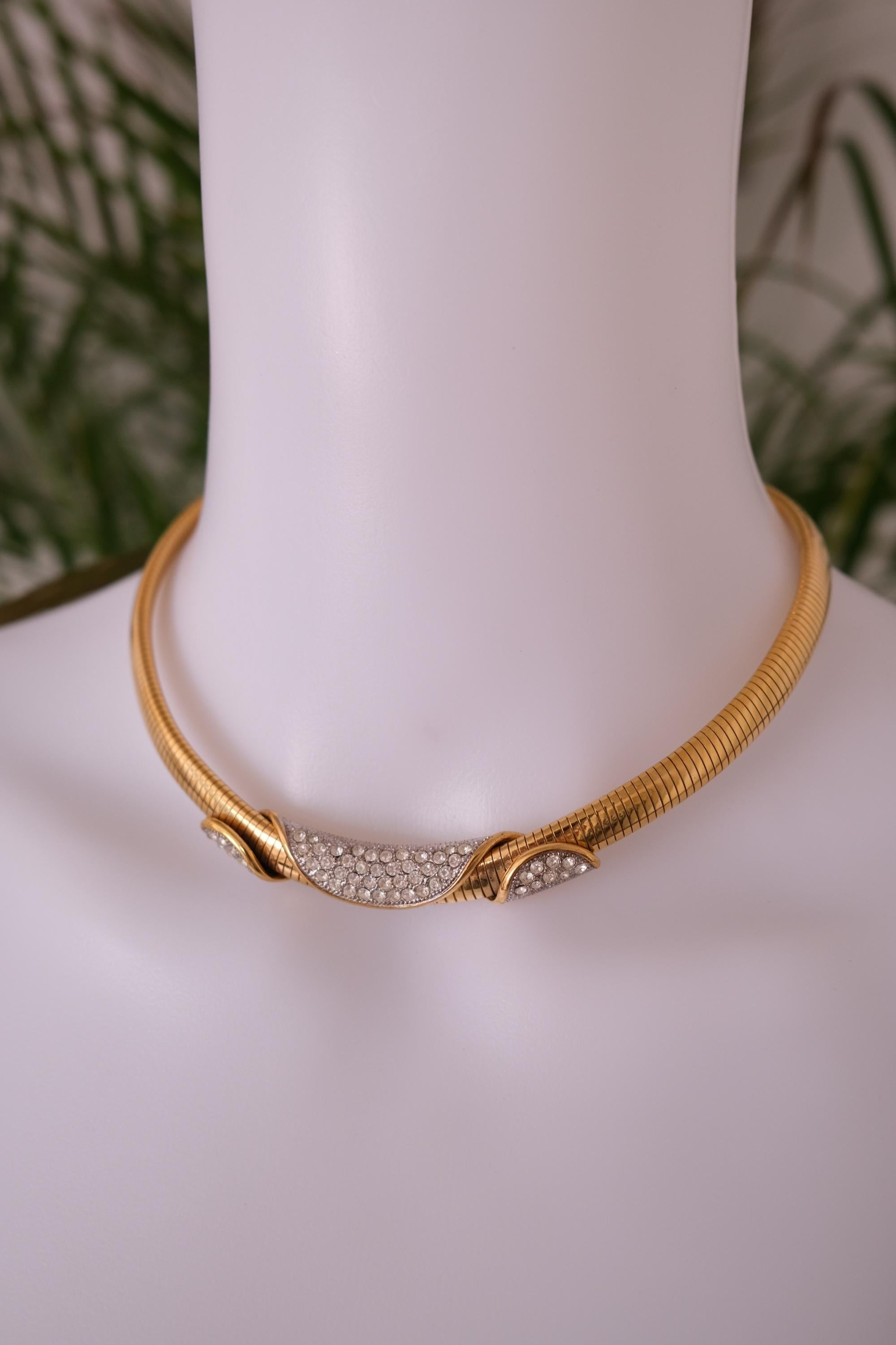 Vintage Lanvin Gaspipe Choker Necklace – 1980s Gold Tone  Tubogas Collar, 43cm , Choker Necklace Gold, Women Charm Necklace, Modern Bridal Necklace, necklace for mom