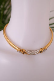 Vintage Lanvin Gaspipe Choker Necklace – 1980s Gold Tone  Tubogas Collar, 43cm , Choker Necklace Gold, Women Charm Necklace, Modern Bridal Necklace, necklace for mom