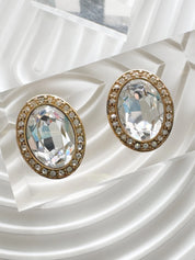 Vintage Monet Crystal Rhinestone Clip On Earrings 1980s Gold Tone, Statement Earrings, Vintage Rhinestone, Bridal Earrings