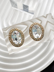 Vintage Monet Crystal Rhinestone Clip On Earrings 1980s Gold Tone, Statement Earrings, Vintage Rhinestone, Bridal Earrings