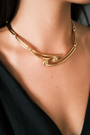 Vintage Monet Necklace, Gold Tone Necklace, Choker Necklace Hook, massive choker, Vintage Jewelry, Jewelry for Women, Gift for her