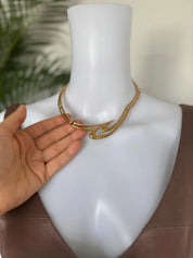 Vintage Monet Necklace, Gold Tone Necklace, Choker Necklace Hook, massive choker, Vintage Jewelry, Jewelry for Women, Gift for her