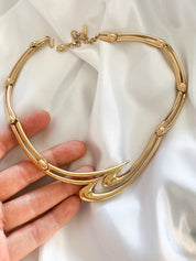 Vintage Monet Necklace, Gold Tone Necklace, Choker Necklace Hook, massive choker, Vintage Jewelry, Jewelry for Women, Gift for her