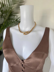 Vintage Monet Necklace, Gold Tone Necklace, Choker Necklace Hook, massive choker, Vintage Jewelry, Jewelry for Women, Gift for her