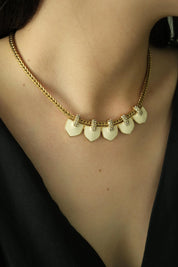 Vintage Monet Necklace Charm, Gold Tone Necklace, cream Enamel, Choker Monet   Necklace, Vintage Jewelry, Jewelry for Women, Gift for her