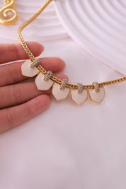 Vintage Monet Necklace Charm, Gold Tone Necklace, cream Enamel, Choker Monet   Necklace, Vintage Jewelry, Jewelry for Women, Gift for her