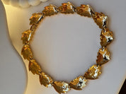 Vintage Nina Ricci choker necklace with gold leaf wheat motif and crystal details