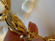 Vintage Nina Ricci choker necklace with gold leaf wheat motif and crystal details