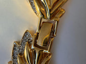 Vintage Nina Ricci choker necklace with gold leaf wheat motif and crystal details