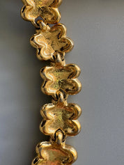 Vintage Nina Ricci Clover Link Necklace, Gold and Silver Tone with Rhinestones,42.5cm Collar, Signed Designer Jewelry, vintage Clover choker