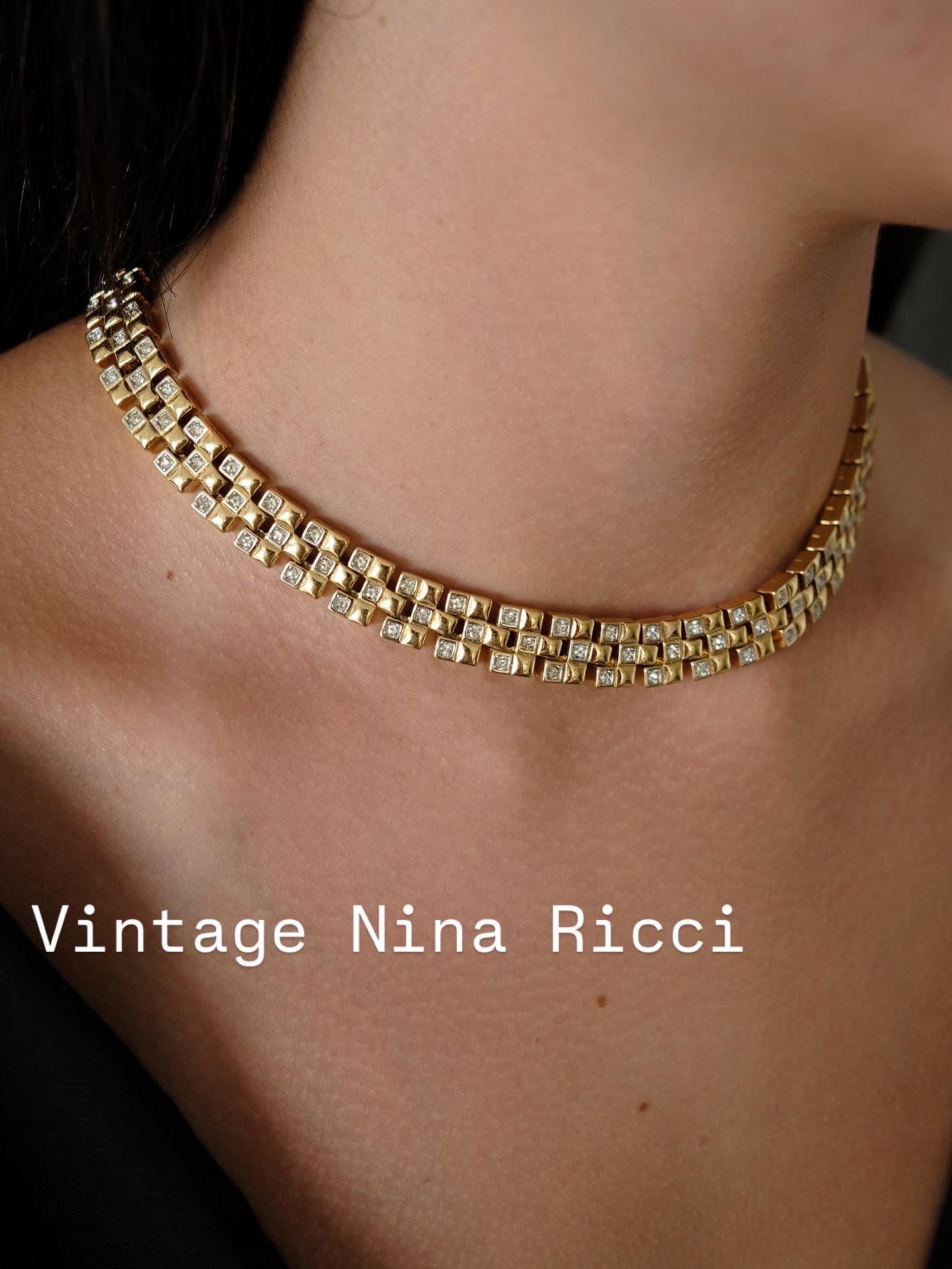 Vintage Nina Ricci Necklace, Gold Tone Necklace, Choker Necklace, gold wheat, Vintage bridal, Jewelry for Women, Personalized Gifts