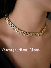 Vintage Nina Ricci Necklace, Gold Tone Necklace, Choker Necklace, gold wheat, Vintage bridal, Jewelry for Women, Personalized Gifts