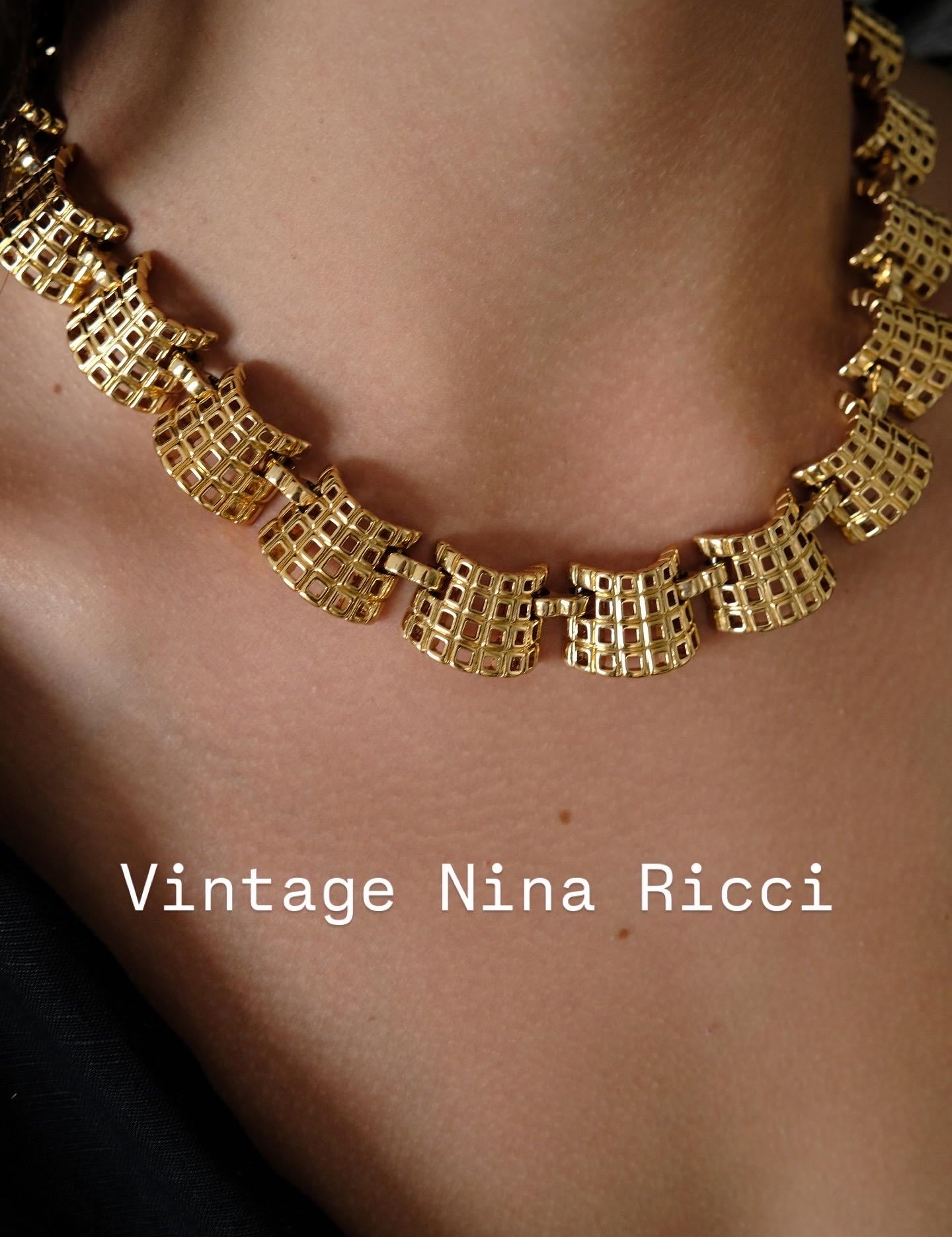 Vintage Nina Ricci Necklace, Gold Tone Necklace, Choker Necklace, gold wheat, Vintage bridal, Jewelry for Women, Personalized Gifts