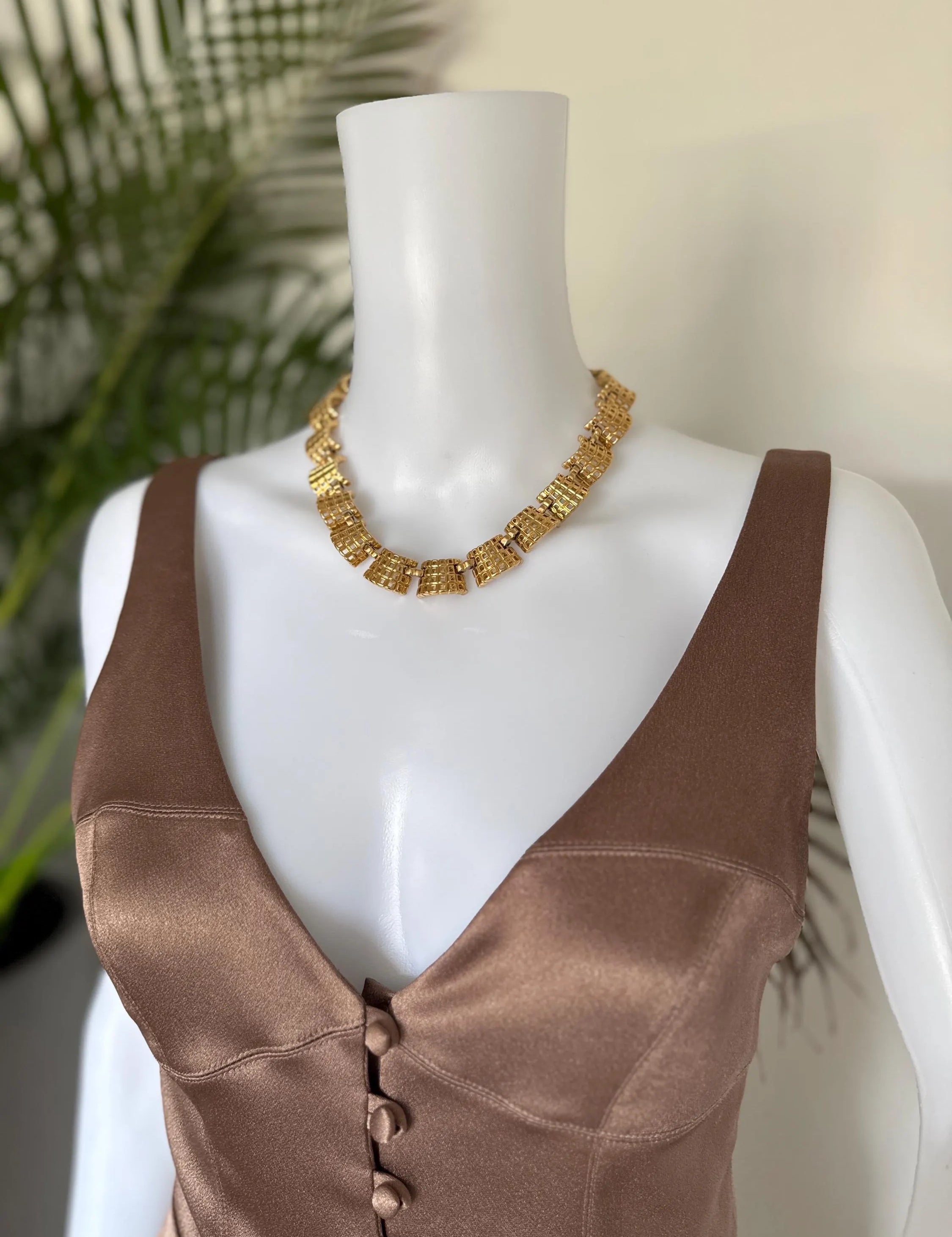 Vintage Nina Ricci Necklace, Gold Tone Necklace, Choker Necklace, gold wheat, Vintage bridal, Jewelry for Women, Personalized Gifts