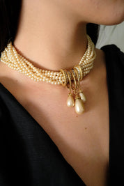 Vintage Pierre Balmain faux pearl Choker Necklace, paved Necklace, regal necklace, Vintage Jewelry, Jewelry for Women, Personalized Gifts