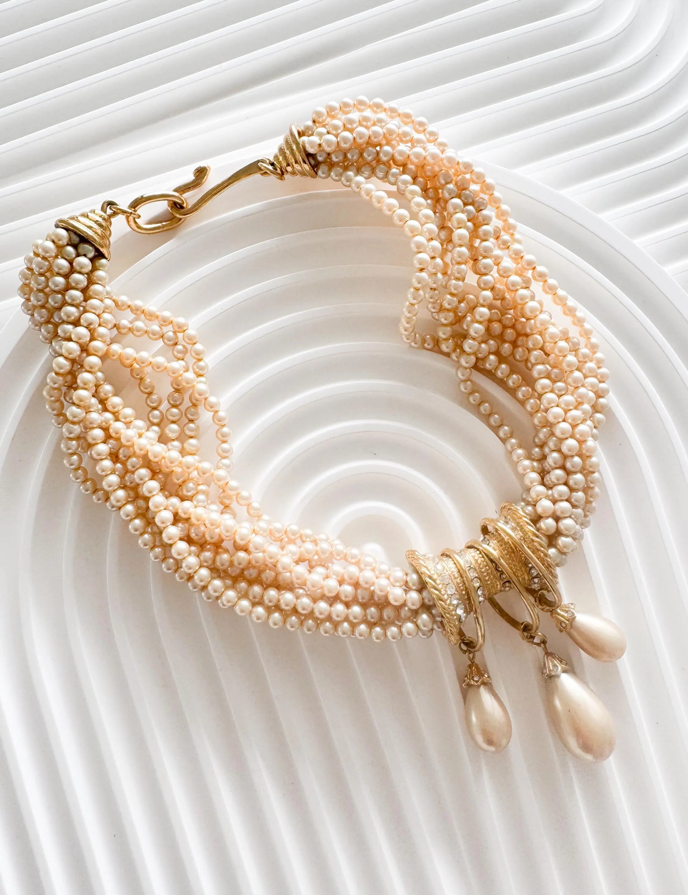 Vintage Pierre Balmain faux pearl Choker Necklace, paved Necklace, regal necklace, Vintage Jewelry, Jewelry for Women, Personalized Gifts
