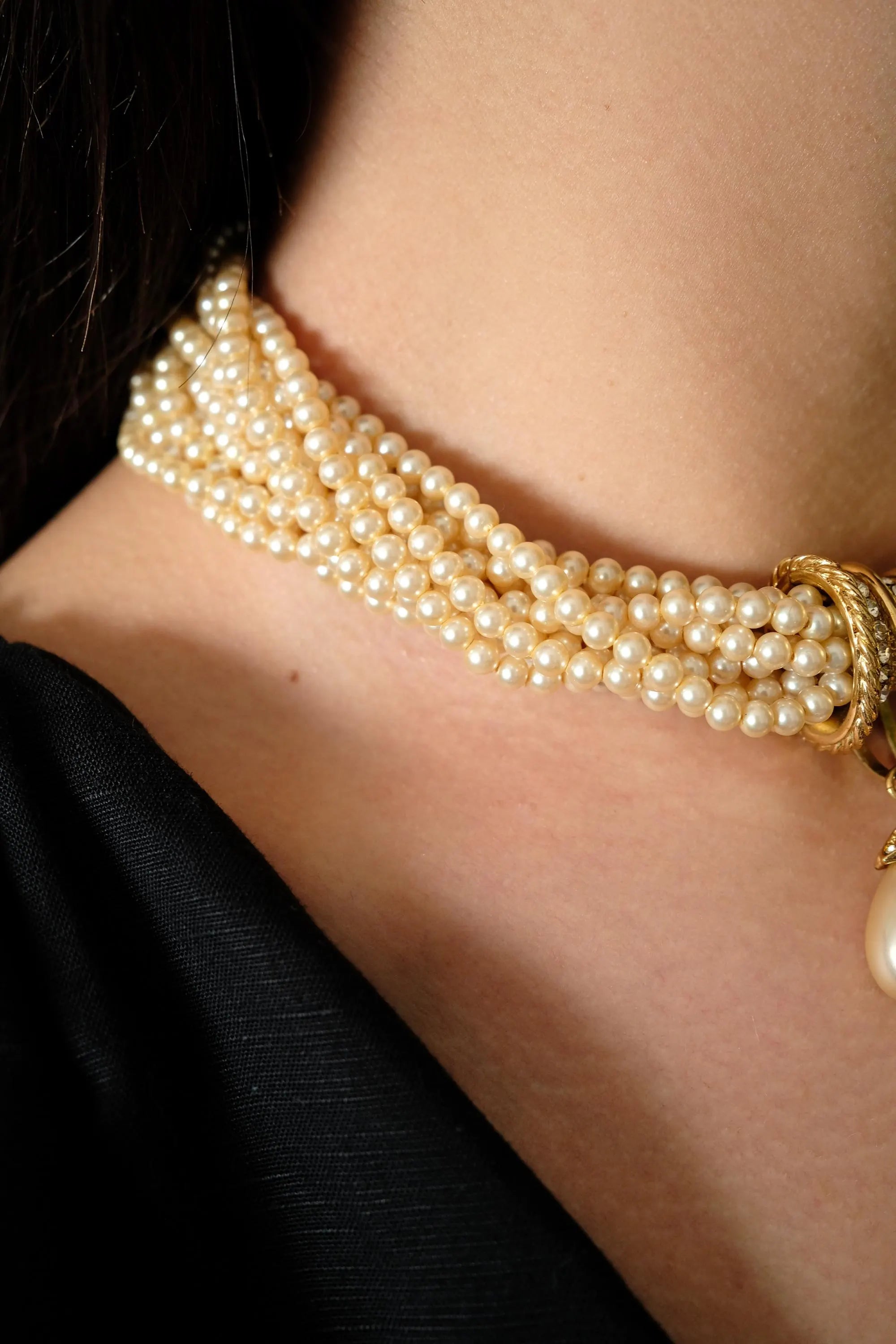 Vintage Pierre Balmain faux pearl Choker Necklace, paved Necklace, regal necklace, Vintage Jewelry, Jewelry for Women, Personalized Gifts