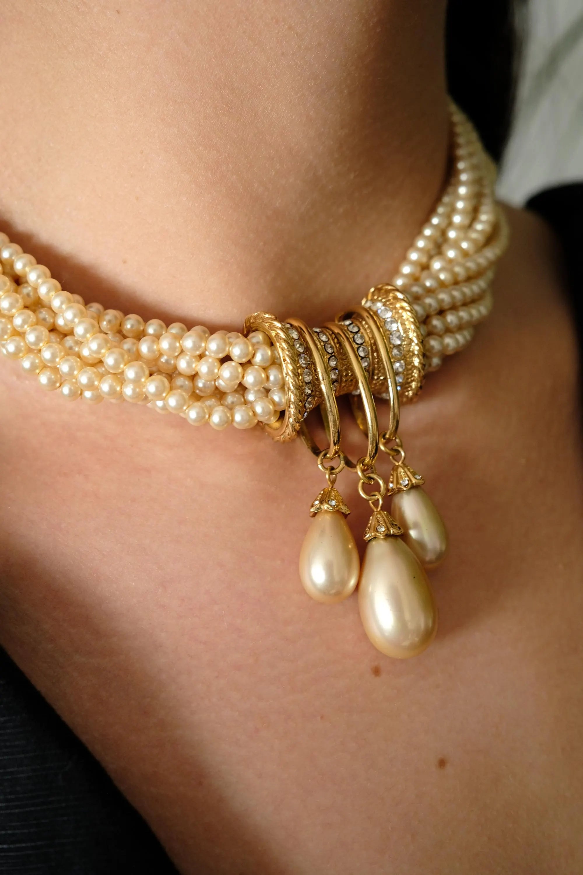 Vintage Pierre Balmain faux pearl Choker Necklace, paved Necklace, regal necklace, Vintage Jewelry, Jewelry for Women, Personalized Gifts