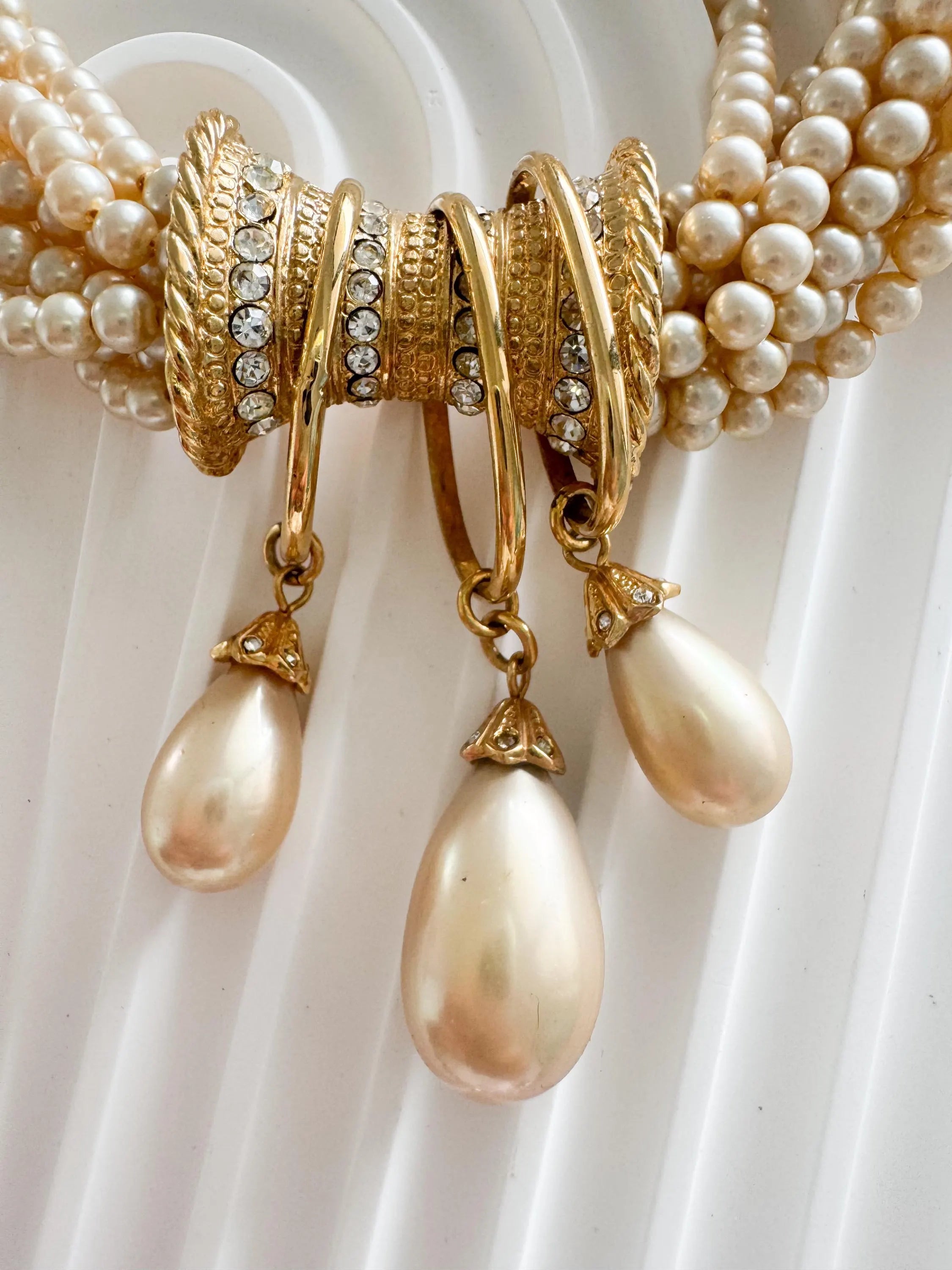 Vintage Pierre Balmain faux pearl Choker Necklace, paved Necklace, regal necklace, Vintage Jewelry, Jewelry for Women, Personalized Gifts