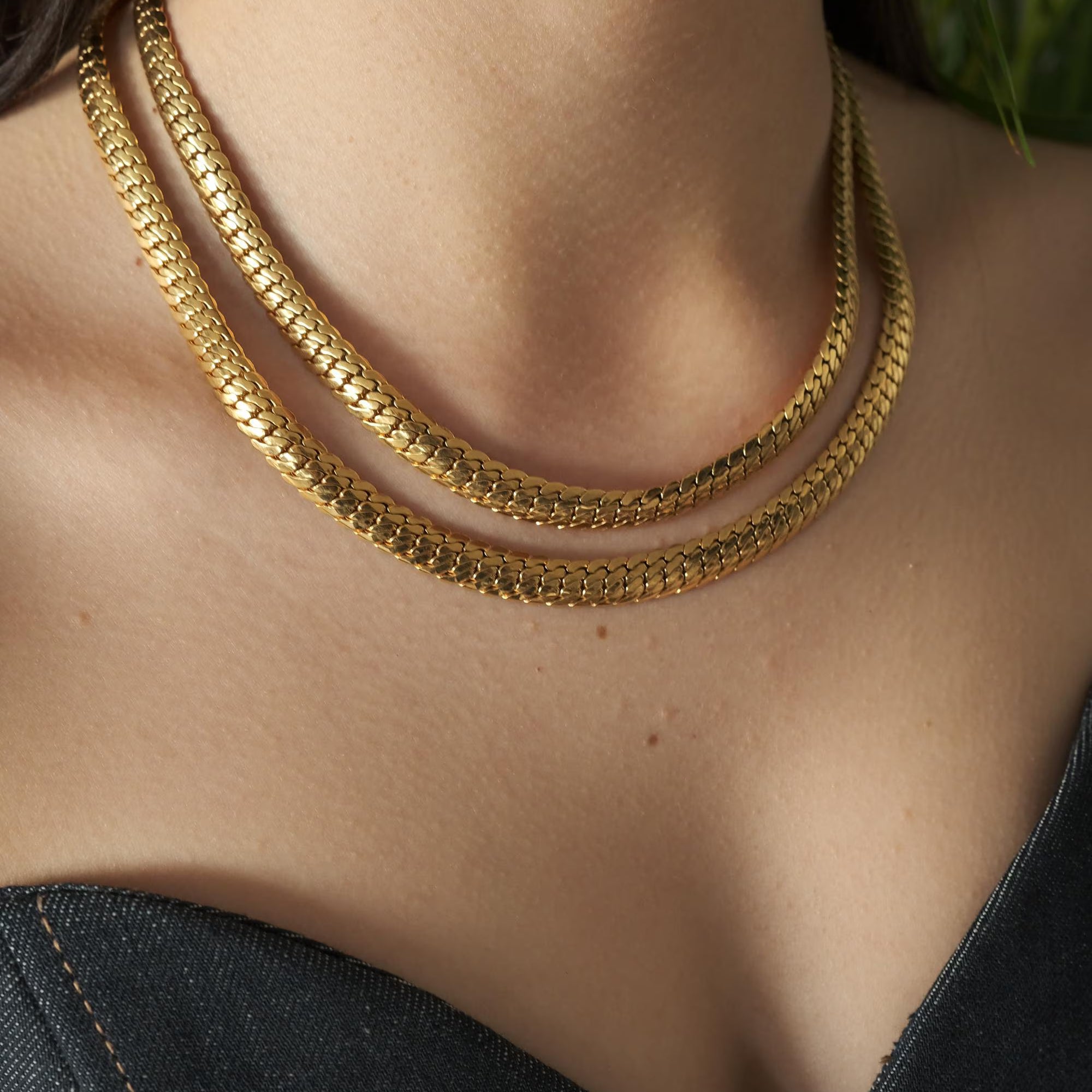 vintage Snake necklace 2 rows, 80s chain necklace, Necklace chain Gold, Bridal Necklace, Vintage Jewelry, Chain Necklace Gold, Modern Bridal Necklace