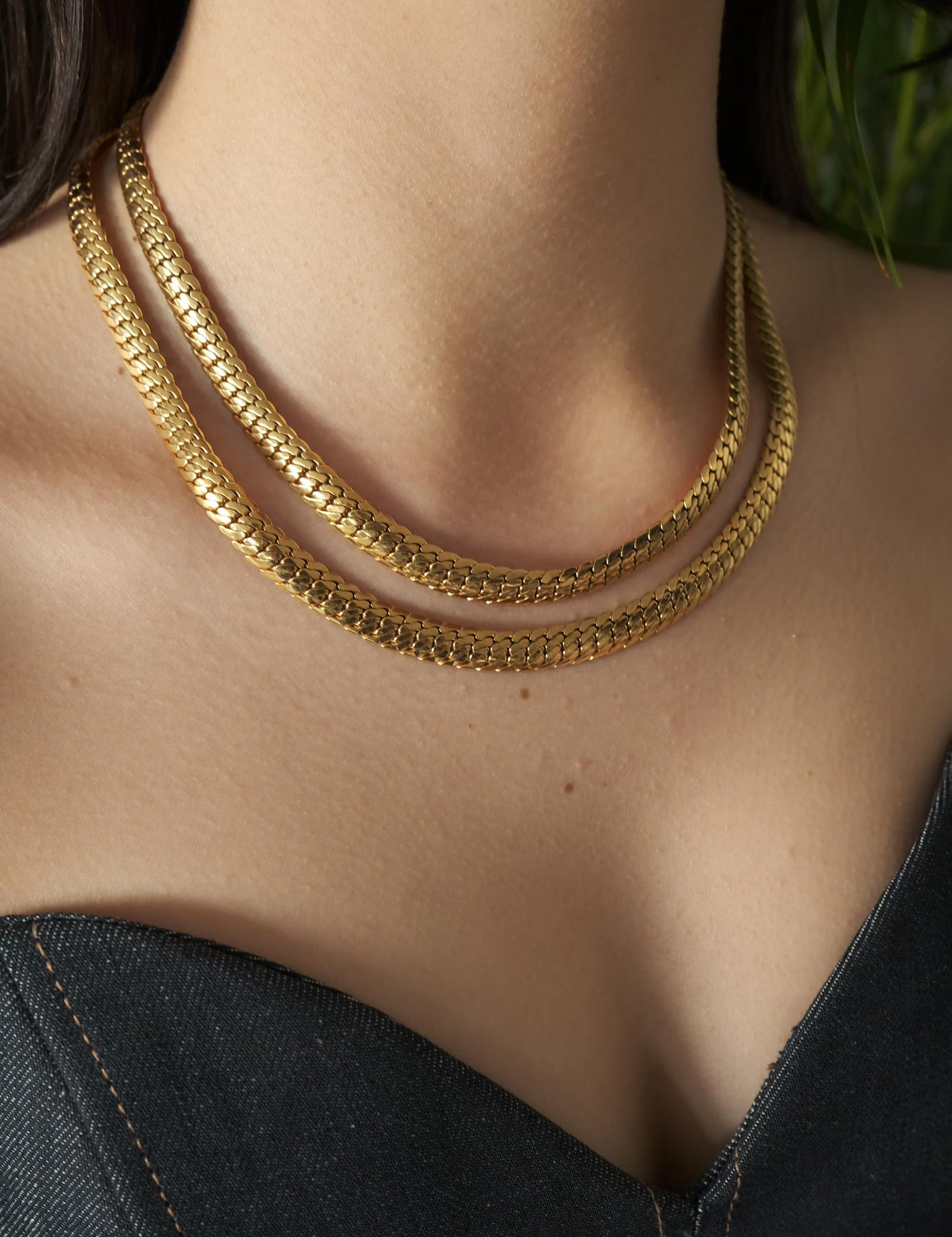 vintage Snake necklace 2 rows, 80s chain necklace, Necklace chain Gold, Bridal Necklace, Vintage Jewelry, Chain Necklace Gold, Modern Bridal Necklace