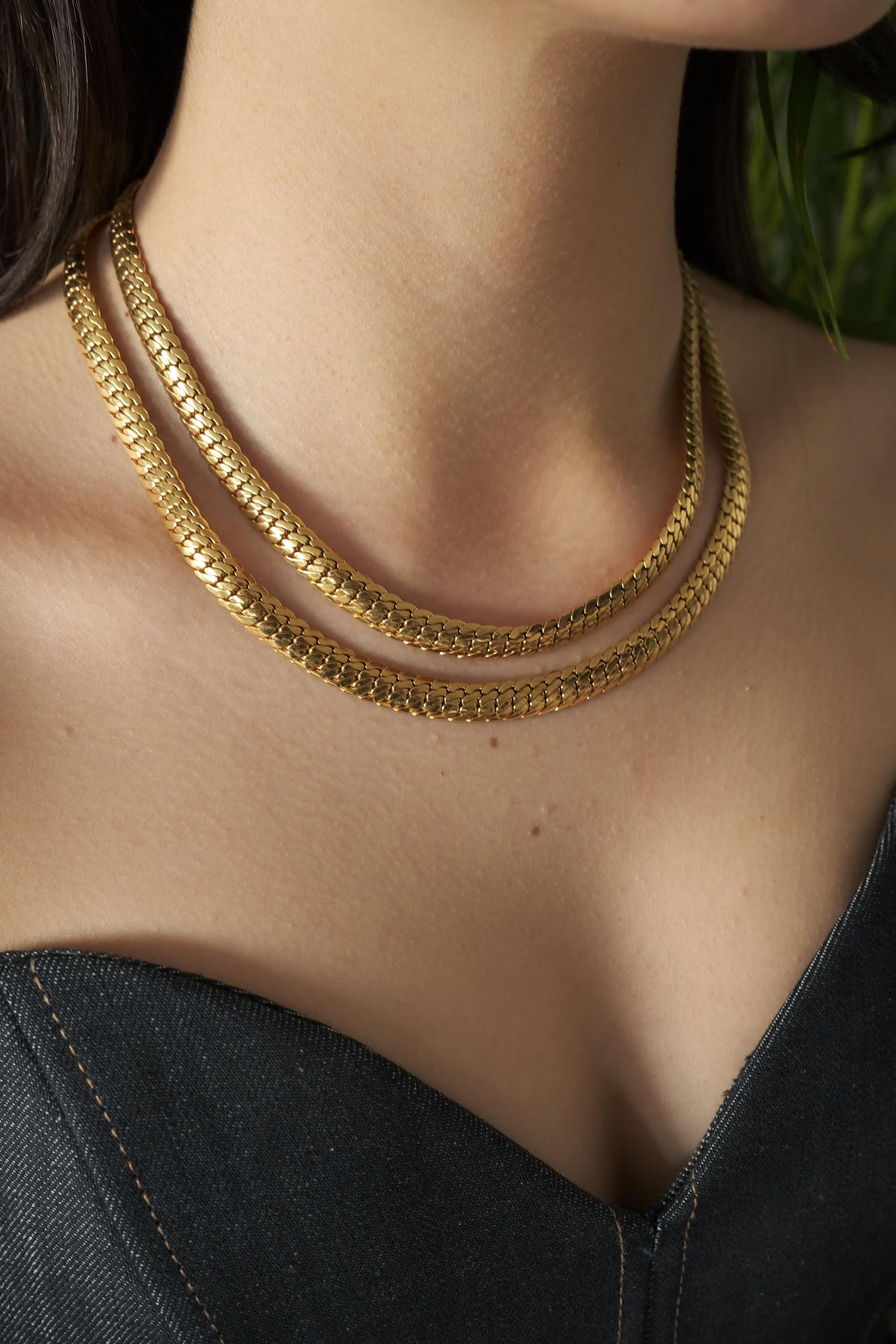 vintage Snake necklace 2 rows, 80s chain necklace, Necklace chain Gold, Bridal Necklace, Vintage Jewelry, Chain Necklace Gold, Modern Bridal Necklace