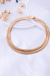 vintage Snake necklace 2 rows, 80s chain necklace, Necklace chain Gold, Bridal Necklace, Vintage Jewelry, Chain Necklace Gold, Modern Bridal Necklace