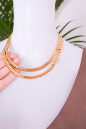 vintage Snake necklace 2 rows, 80s chain necklace, Necklace chain Gold, Bridal Necklace, Vintage Jewelry, Chain Necklace Gold, Modern Bridal Necklace