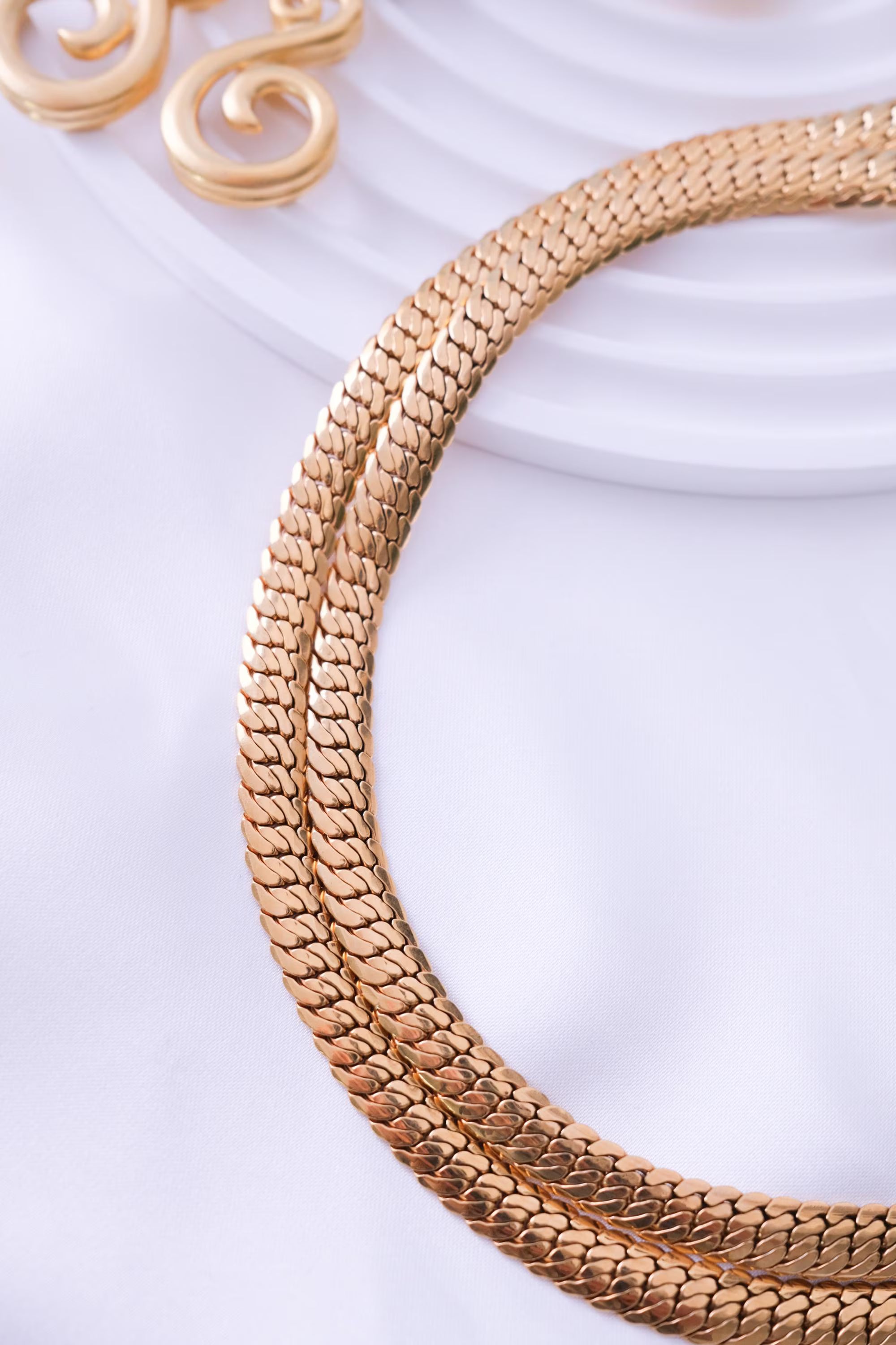 vintage Snake necklace 2 rows, 80s chain necklace, Necklace chain Gold, Bridal Necklace, Vintage Jewelry, Chain Necklace Gold, Modern Bridal Necklace