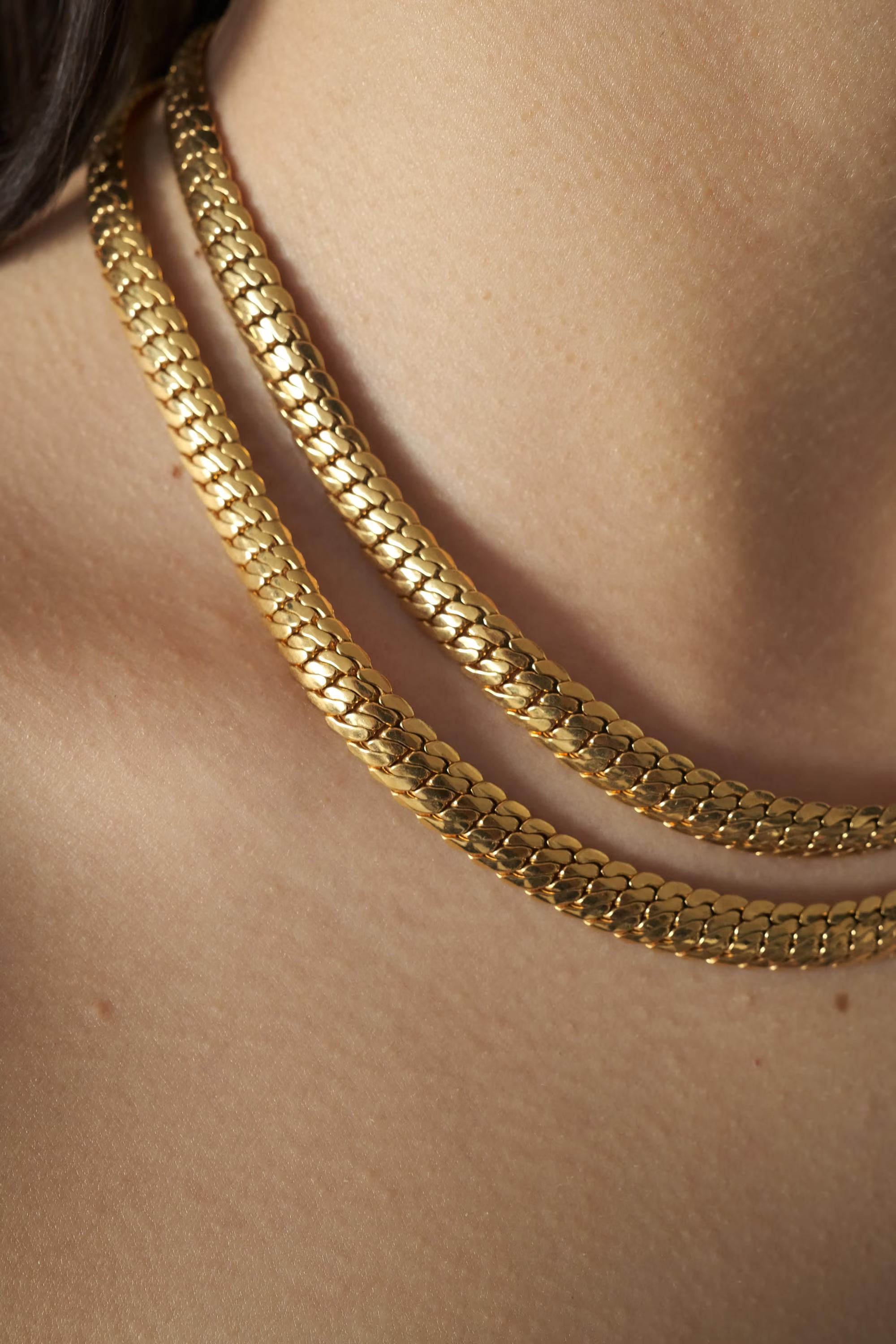 vintage Snake necklace 2 rows, 80s chain necklace, Necklace chain Gold, Bridal Necklace, Vintage Jewelry, Chain Necklace Gold, Modern Bridal Necklace