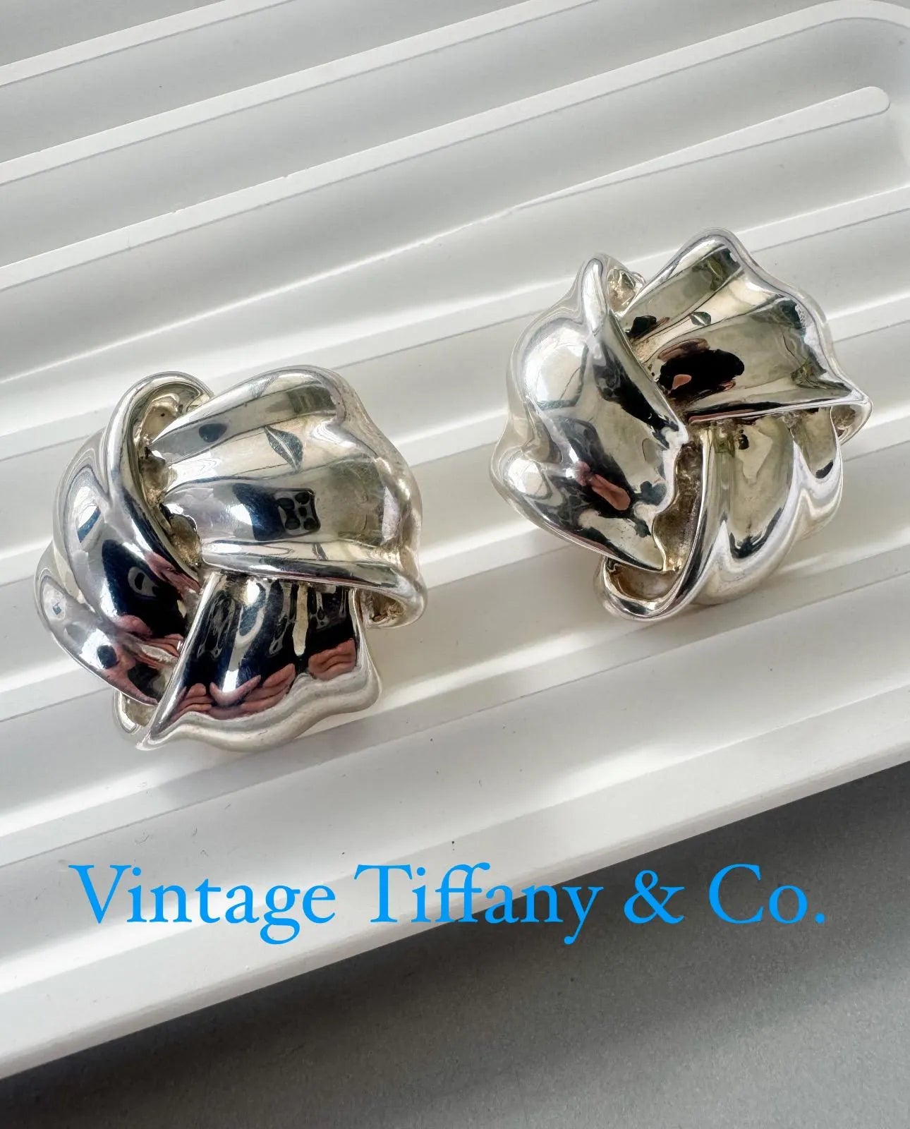 Vintage Tiffany & Co earrings, sterling silver Twisted  earrings, vintage Tiffany Earrings, Large Tiffany earrings, Bridal earrings