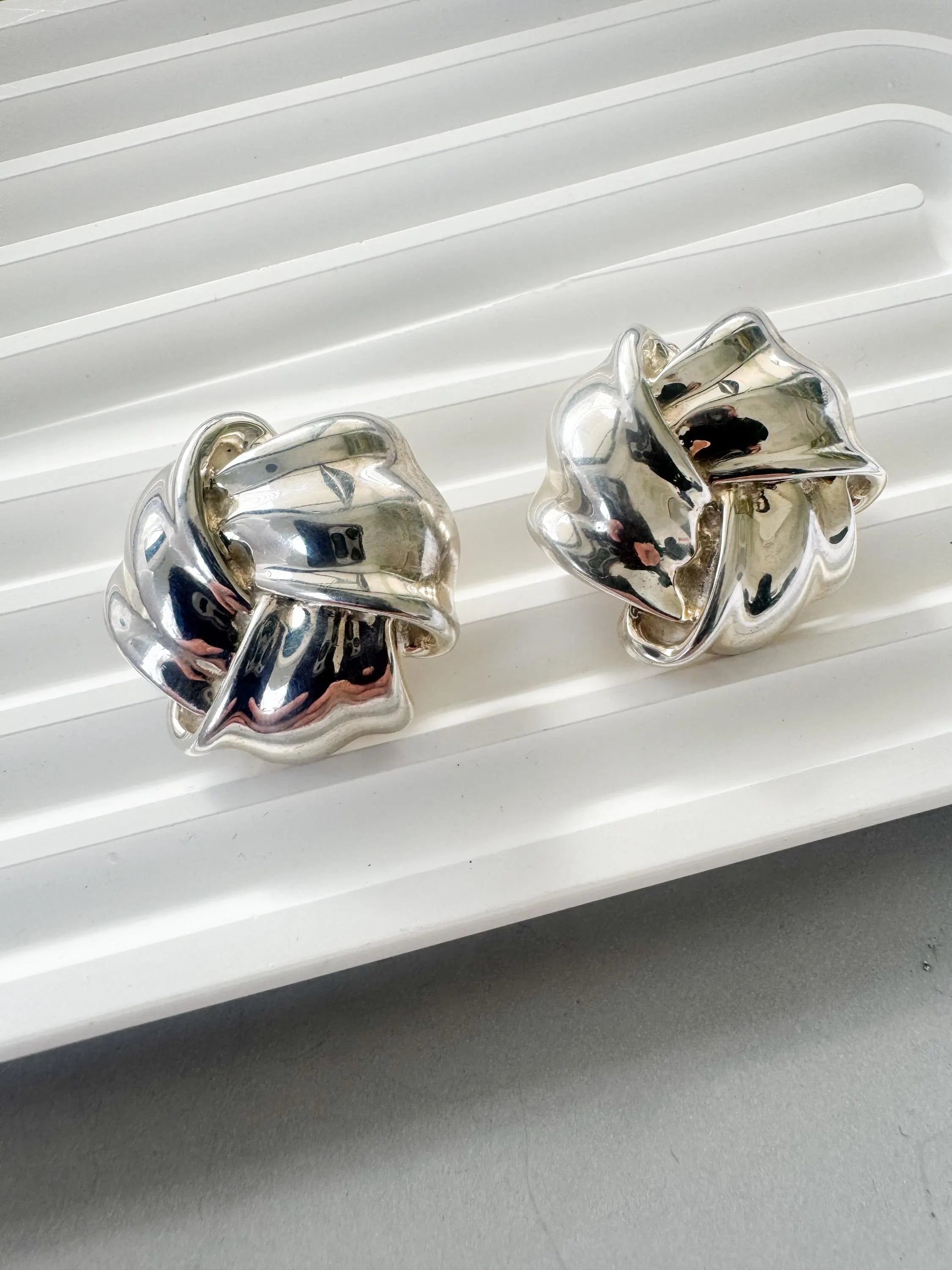 Vintage Tiffany & Co earrings, sterling silver Twisted  earrings, vintage Tiffany Earrings, Large Tiffany earrings, Bridal earrings