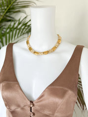 Vintage Vogue Bijoux Choker Necklace 1980s Gold Collat pave crystals , Statement Jewelry, Signed Designer Piece, Vintage Jewelry Women
