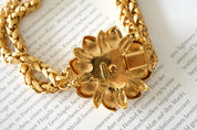 Vintage Vogue Bijoux Choker Necklace 1980s Gold Collar with flower design , Statement Jewelry, Signed Designer Piece, Vintage Jewelry Women