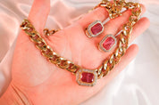Vintage Vogue bijoux Necklace, Choker Necklace Gold, Jewelry Sets, Pave necklace Ruby Charm, Runway choker, haute couture necklace Beautiful