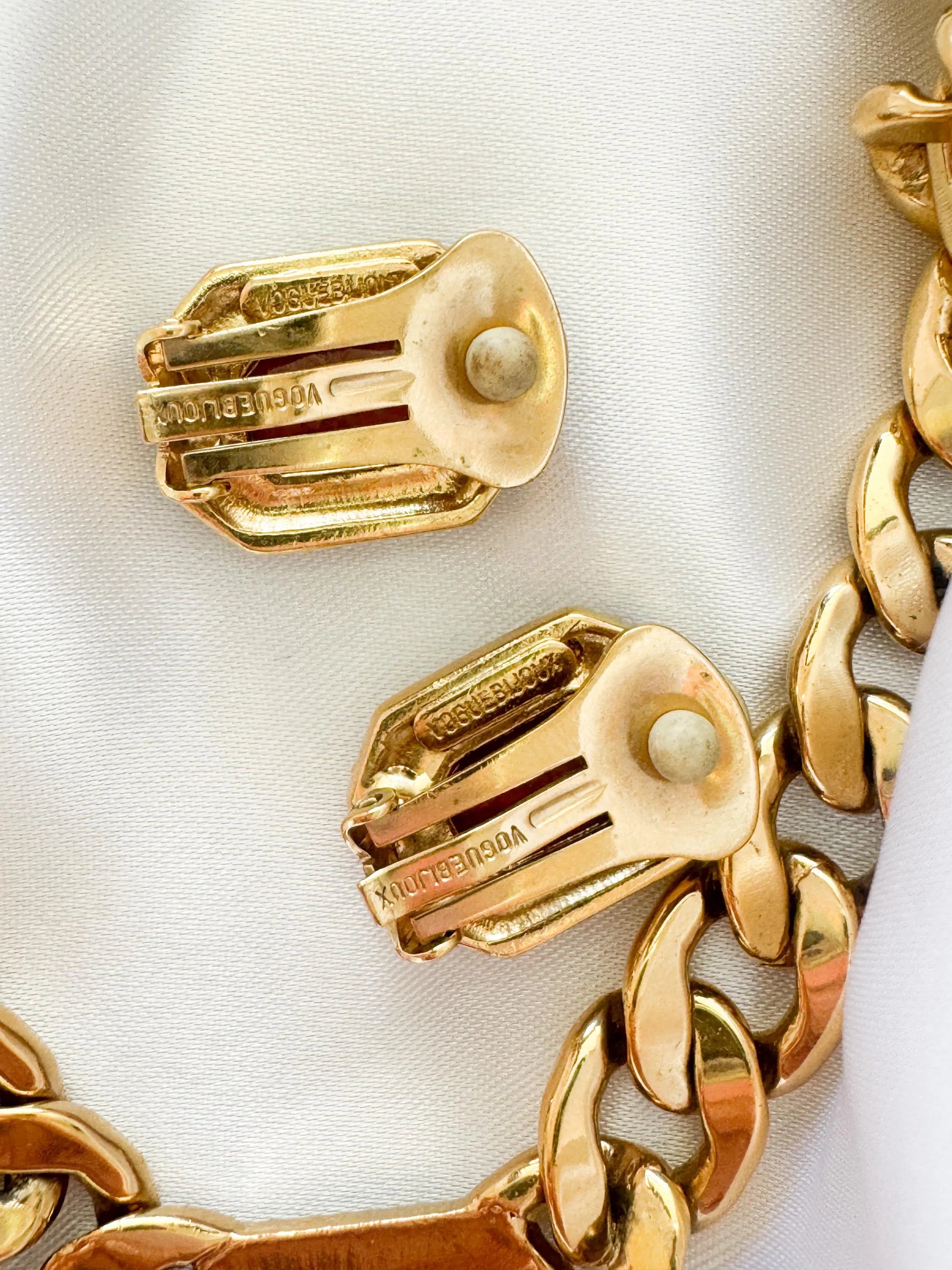 Vintage Vogue bijoux Necklace, Choker Necklace Gold, Jewelry Sets, Pave necklace Ruby Charm, Runway choker, haute couture necklace Beautiful