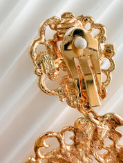 Authentic YSL signed clip on earrings vintage designer luxury jewelry detail
