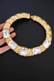 Vintage Yves Saint Laurent crystal choker with approximately 13 cm inner width and 36 cm inner circumference