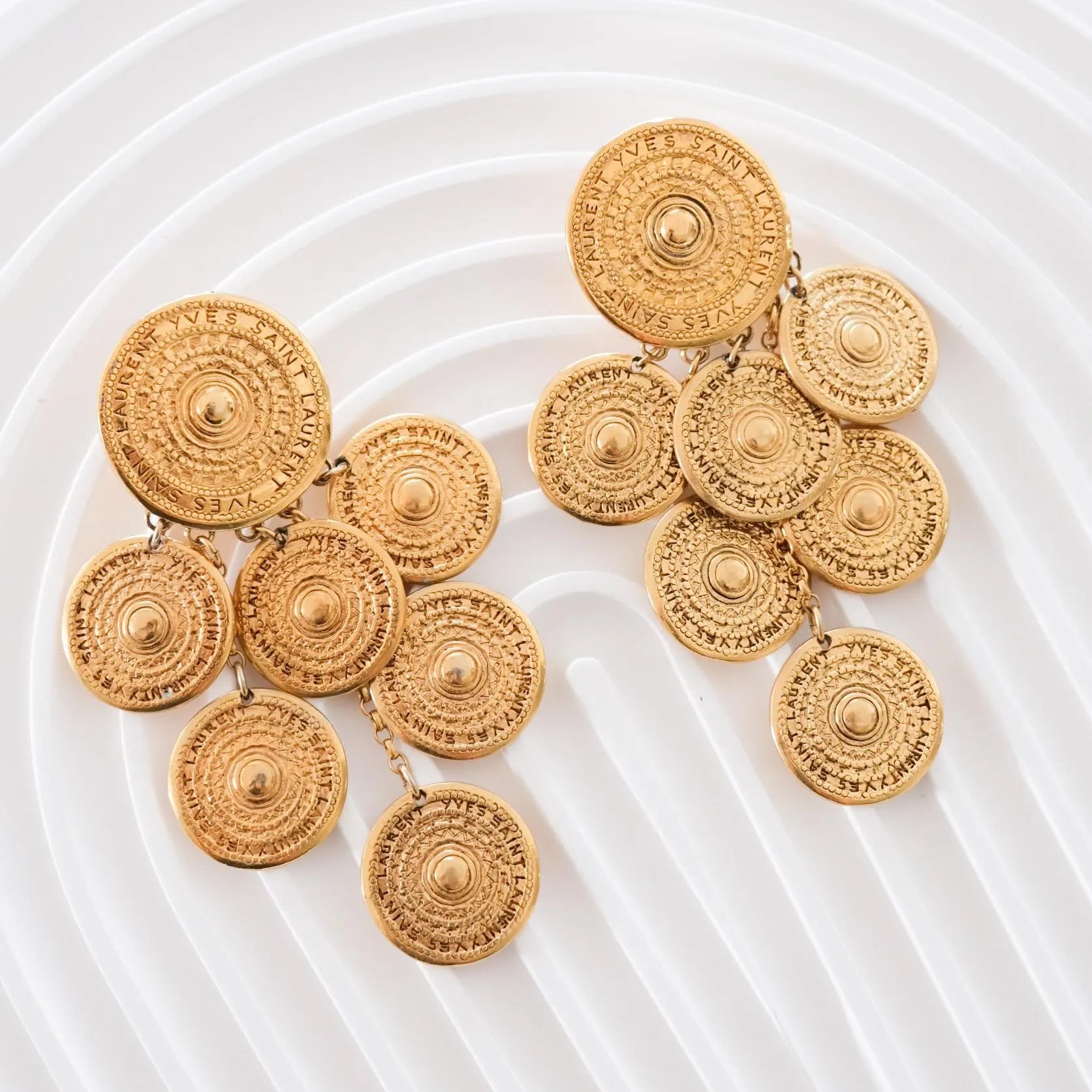 Vintage YSL Yves Saint Laurent Earrings, Robert Goossens , Vintage coin  Earrings , Wedding Jewelry, Earrings dangle, Earrings large YSL 80s
