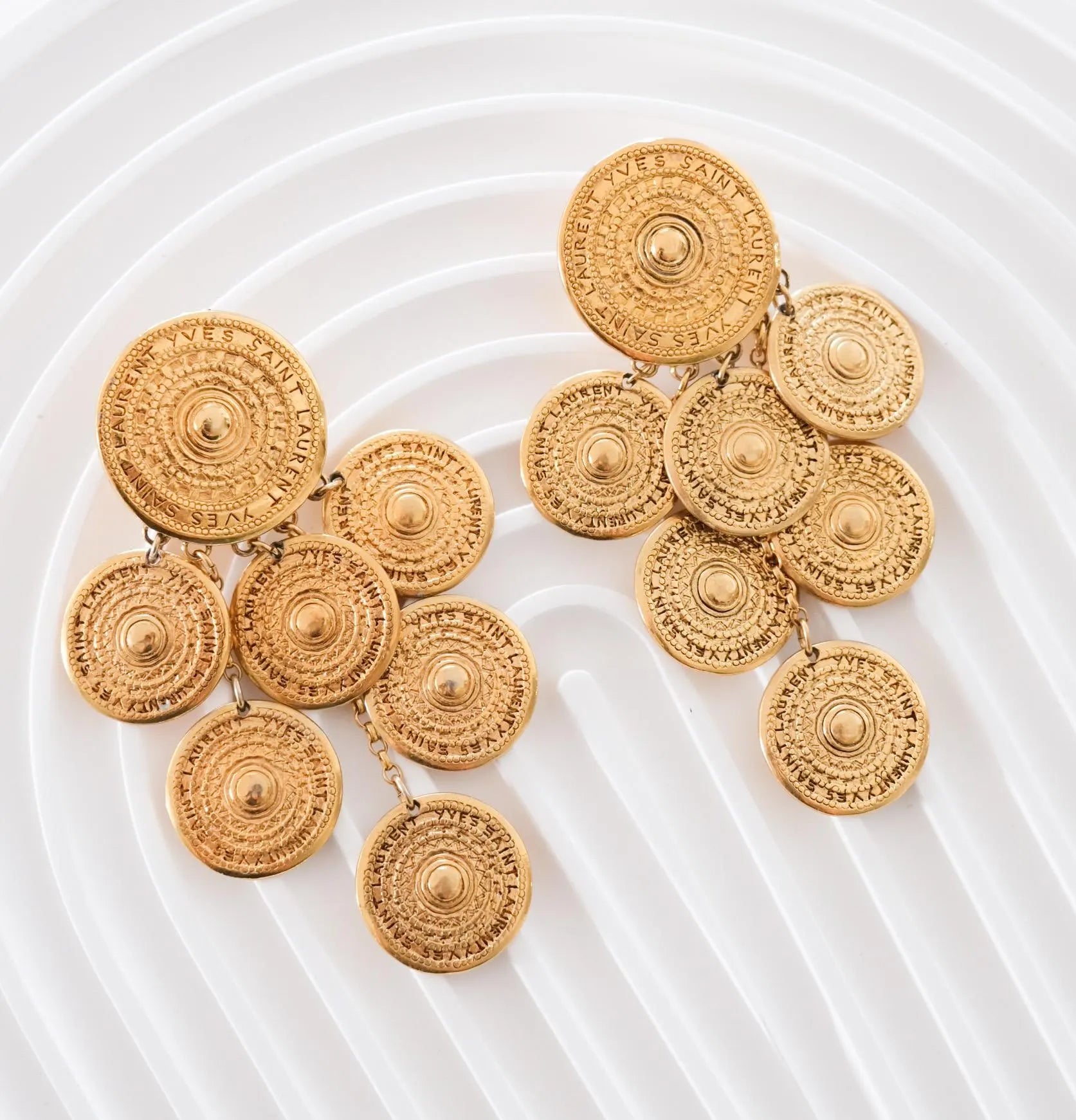 Vintage YSL Yves Saint Laurent Earrings, Robert Goossens , Vintage coin  Earrings , Wedding Jewelry, Earrings dangle, Earrings large YSL 80s
