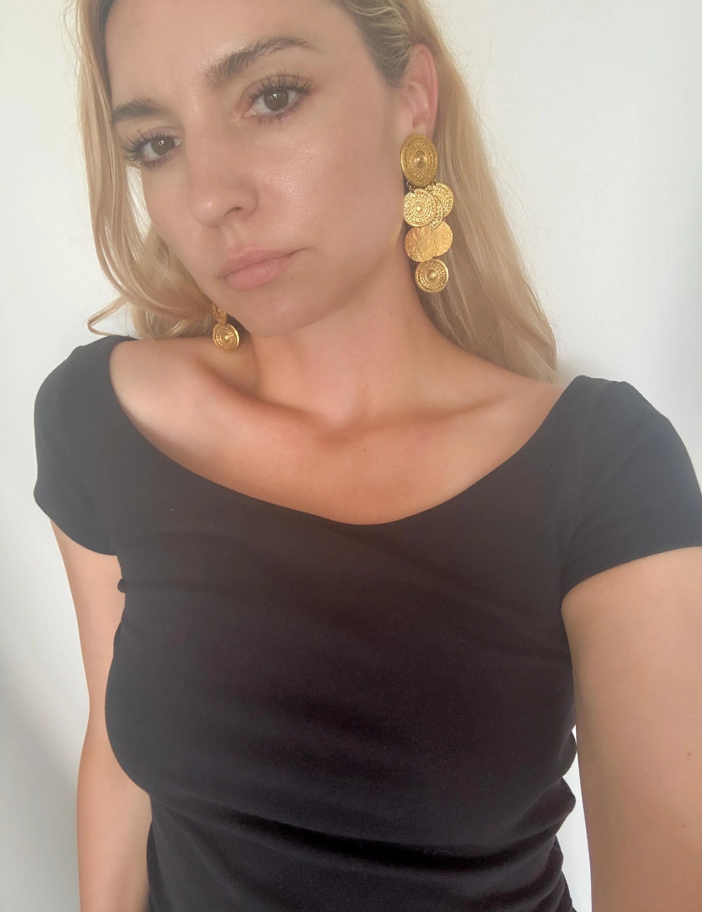 Vintage YSL Yves Saint Laurent Earrings, Robert Goossens , Vintage coin  Earrings , Wedding Jewelry, Earrings dangle, Earrings large YSL 80s