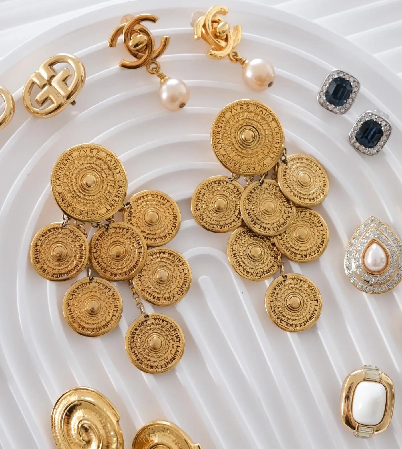Vintage YSL Yves Saint Laurent Earrings, Robert Goossens , Vintage coin  Earrings , Wedding Jewelry, Earrings dangle, Earrings large YSL 80s