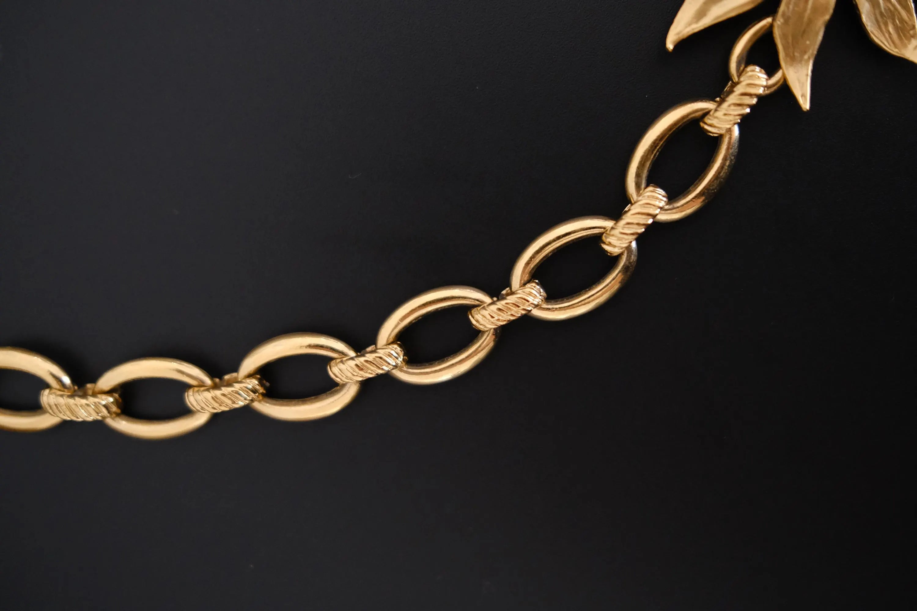 Vintage Yves Saint Laurent YSL gold-tone statement necklace with oversized sculptural sunflower pendant