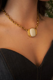 YSL Yves Saint Laurent Vintage Chain Necklace White Gripoix
