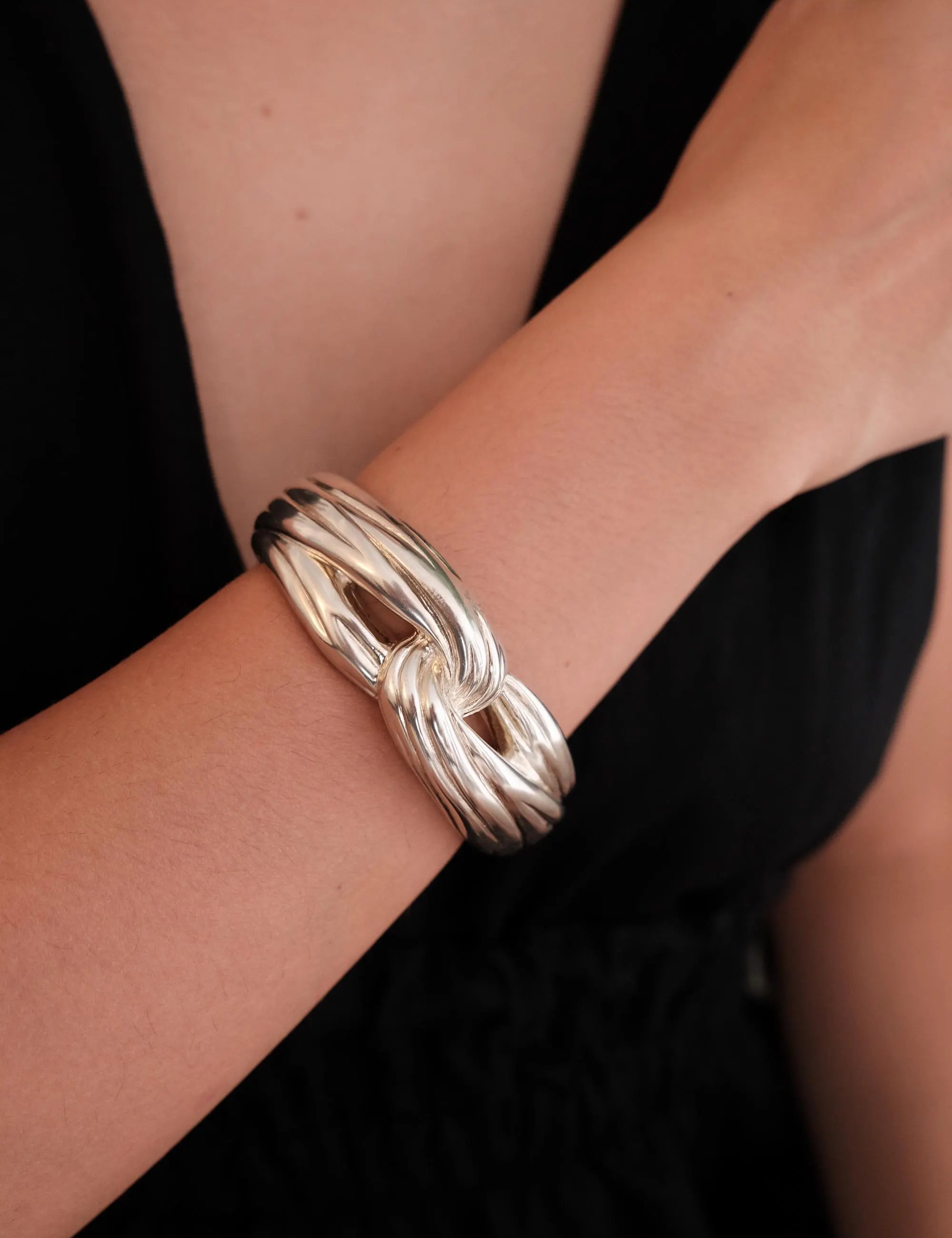 Vintage YSL Yves Saint Laurent Sterling Silver 925  knot  Bracelet: Silver-Tone layer knot, vintage jewelry bangle, Unisex Bracelet, Statement bracelet, Vintage Bracelet, Vintage Jewelry Silver