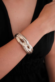 Vintage YSL Yves Saint Laurent Sterling Silver 925  knot  Bracelet: Silver-Tone layer knot, vintage jewelry bangle, Unisex Bracelet, Statement bracelet, Vintage Bracelet, Vintage Jewelry Silver