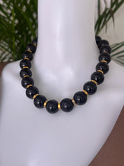 Vintage YSL Yves Saint Laurent Large Black Pearls Beads Choker Necklace, designer statement jewelry, elegant black beaded choker
