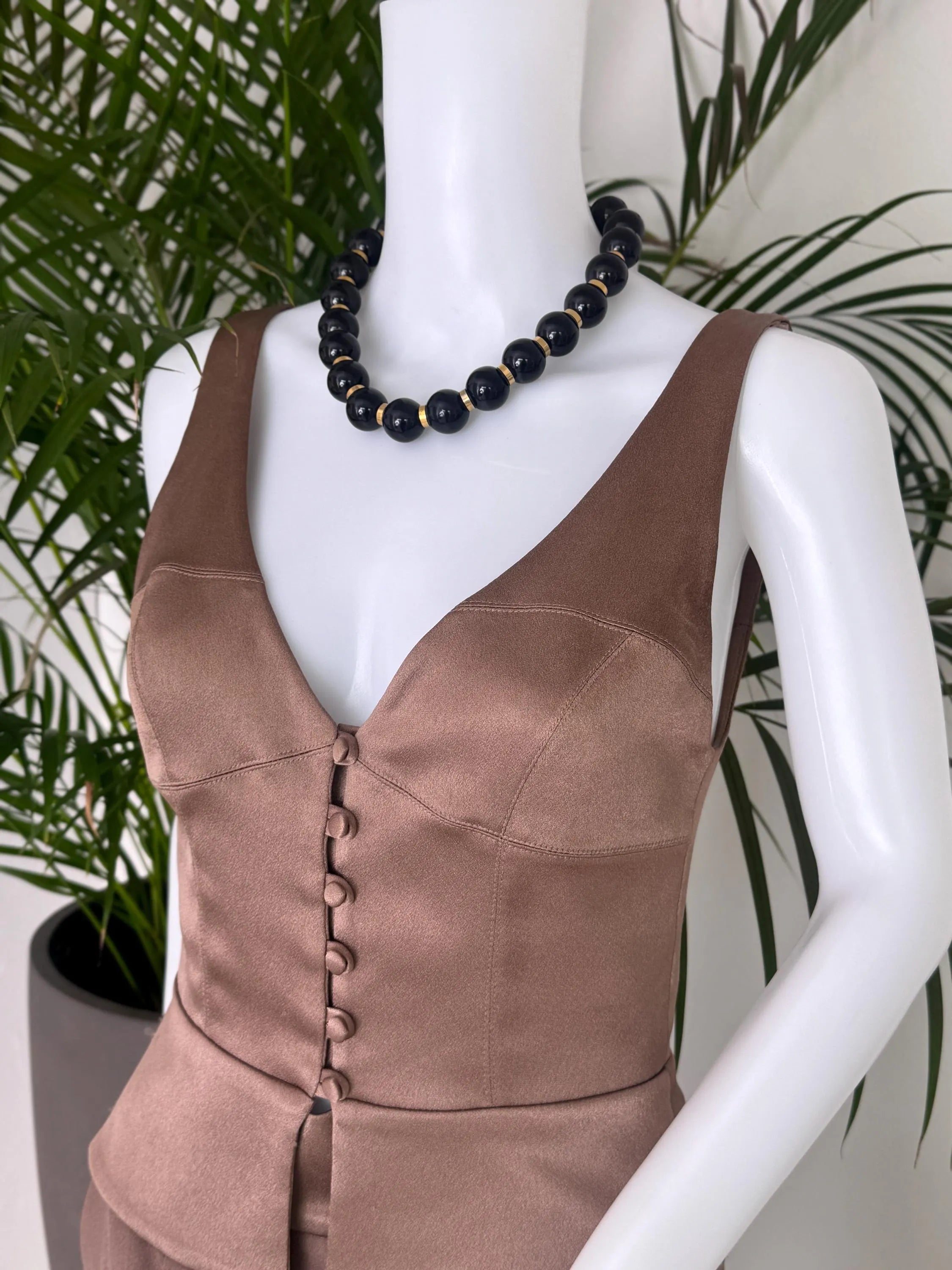 Vintage YSL Yves Saint Laurent Large Black Pearls Beads Choker Necklace, designer statement jewelry, elegant black beaded choker