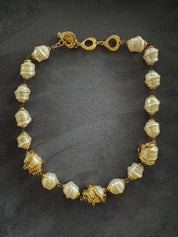 Vintage YSL necklace, Yves Saint Laurent faux pearl, 1980s statement jewelry, gold baroque necklace, YSL luxury jewelry, vintage jewelry