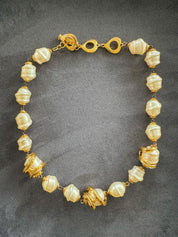 Vintage YSL necklace, Yves Saint Laurent faux pearl, 1980s statement jewelry, gold baroque necklace, YSL luxury jewelry, vintage jewelry